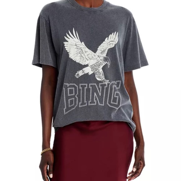 Anine Bing Lili Retro Tee with Eagle Charcoal - Picture 1 of 4